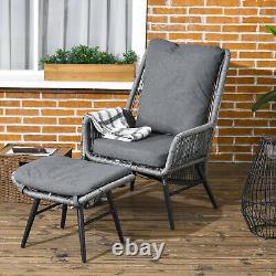 Garden Rattan Leisure Chair Set with Adjustable Backrest, Outdoor Chair Set, Grey