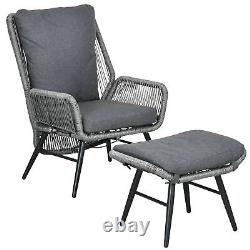 Garden Rattan Leisure Chair Set with Adjustable Backrest, Outdoor Chair Set, Grey