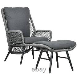 Garden Rattan Leisure Chair Set with Adjustable Backrest, Outdoor Chair Set, Grey