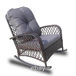 Garden Rattan Rocking Chair, Wicker Rocking Armchair Relax Rocker Lounge Chair