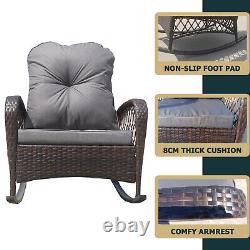 Garden Rattan Rocking Chair, Wicker Rocking Armchair Relax Rocker Lounge Chair