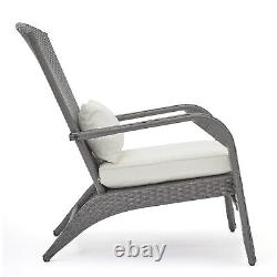 Garden Rattan Wicker Chair High Back Armchair withCushions Patio Furniture Grey