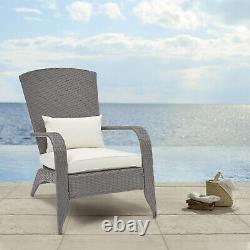 Garden Rattan Wicker Chair High Back Armchair withCushions Patio Furniture Grey