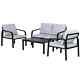 Garden Sofa Set 4 Person Outdoor Cushion Lounge Chair Cushion Seater Grey/black