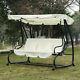 Garden Swing Chair Cushioned 3 Seaters Patio Hammock Bed Canopy 2 Colors