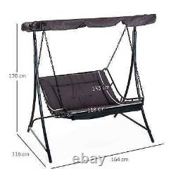 Garden Swing Chair Outdoor Patio Cushion Lounge 2 Person Seater Sun Canopy Grey