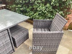 Garden furniture set with umbrella 4 chairs 4 stools Excellent condition