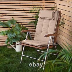 Gardenista Outdoor High Back Luxury Deck Chair Cushion Patio Water Resistant Pad