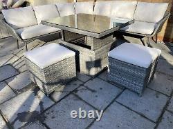 Gardenline outdoor corner sofa dining set With Table And Stools 8 Seats