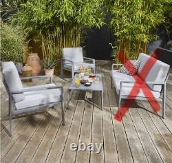 GoodHome Moorea Steel Grey Metal 2 Seater Coffee Set (Sofa Missing)