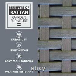 Graphite 2-Seater Rattan Effect Sofa & Cushion Outdoor Garden Patio Furniture