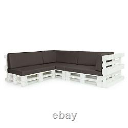 Grey 8pc Corner Set Waterproof Euro Pallet Size Seat Cushions Garden Furniture