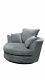 Grey Corner Sofa Armchair Velvet Plush Fabric 3 2 Seater Soft Swivel Footstool