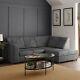 Grey Corner Sofa Fullback Suite Luxor Jumbo Cord Fabric Left&right 3 Or 2 Chair