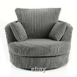Grey Corner Sofa Suite Jumbo Cord Black Corner Fabric LEFT&RIGHT HAND BRAND NEW