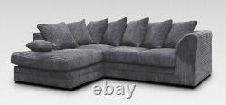 Grey Corner Sofa Suite Jumbo Cord Fabric Luxor LEFT&RIGHT 3 or 2 Chair BRAND NEW