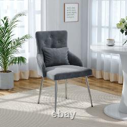 Grey Dining Chairs Velvet Set Padded Seat Metal Legs Kitchen Chair Home Office