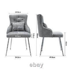 Grey Dining Chairs Velvet Set Padded Seat Metal Legs Kitchen Chair Home Office