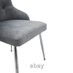 Grey Dining Chairs Velvet Set Padded Seat Metal Legs Kitchen Chair Home Office