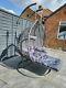 Grey Double Hanging Rattan Swing Patio Chair Weave Egg W Cushion Footrest Cover