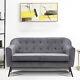 Grey Fabric Velvet Sofa 2 Seater Tub Chair Love Seat Cushioned Two-person Settee