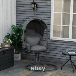 Grey Hanging Egg Chair Stand Indoor Outdoor Swing Hammock Cushion Patio Garden