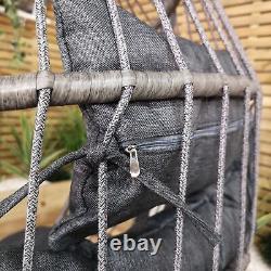 Grey Hanging Egg Chair With Stand Waterproof Cover And Cushions