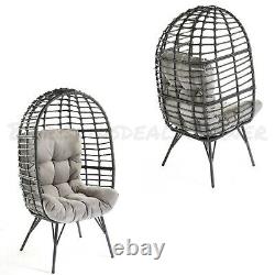 Grey Hanging Rattan Egg Patio Garden Chair Egg with Cushion Indoor Outdoor NEW
