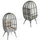 Grey Hanging Rattan Egg Patio Garden Chair Egg With Cushion Indoor Outdoor New
