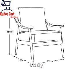 Grey Linen Fabric Padded Cushion Armchair Scandi Chic Bed/Livingroom Wood Seat