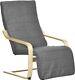Grey Linen Lounge Seat Recliner Wooden Armrest Armchair Removable Cushion Unit