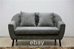 Grey Modern Scandinavian Tub Sofa Chair Set Fabric 3 2 1 Seat Office Living Room