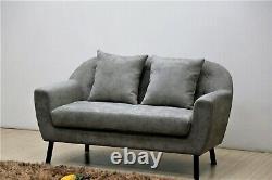 Grey Modern Scandinavian Tub Sofa Chair Set Fabric 3 2 1 Seat Office Living Room