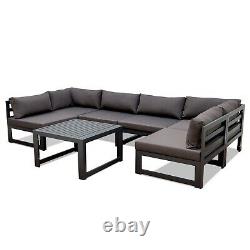 Grey Modular Sofa Set Garden Patio Armchair Outdoors Corner Aluminium