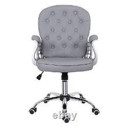 Grey PU Leather Office Desk Study Gaming Computer Chair Recliner Swivel Home New