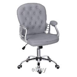 Grey PU Leather Office Desk Study Gaming Computer Chair Recliner Swivel Home New