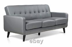 Grey PU Sofas 3+2 Seaters & Chairs. Compact Range Free Next Day Available