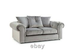 Grey Plush 3+2 Seater Sofa Set Fabric Suite Cushions Chairs-free Delivery Uk-002