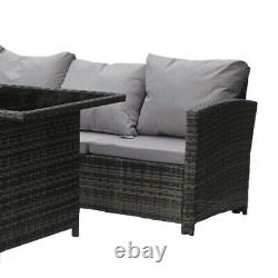Grey Rattan Corner Sofa Garden Patio Outdoor Settee Set With Cushions
