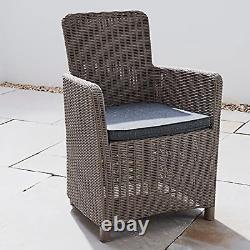Grey Rattan Effect Outdoor Dining Armchair & Cushion Easy Clean Garden Furniture