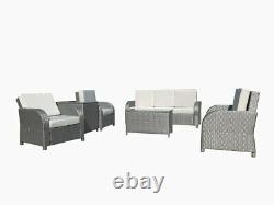 Grey Rattan Garden Furniture Patio Sofa Chair Set Conservatory Alfresco Outdoor