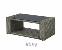 Grey Rattan Garden Furniture Set 4pc Outdoor Table Chair Sofa Conservatory Patio