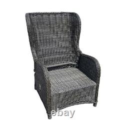 Grey Rattan Garden Patio Dining Set 6 Seater Table armchair Chair Furniture Recl