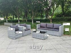 Grey Rattan Garden Patio Sofa Settee Dining Furniture Set Chairs Armchair