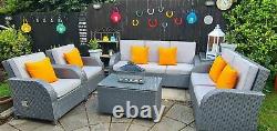 Grey Rattan Outdoor Sofa Set Patio Garden Settee Furniture Alfresco Corner