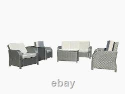 Grey Rattan Outdoor Sofa Set Patio Garden Settee Furniture Alfresco Corner