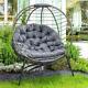 Grey Rattan Papasan Armchair Wicker Garden Egg Chair Cushion Outdoor Patio Porch