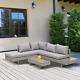 Grey Rattan Patio Furniture Corner Sofa Chairs Garden Set Coffee Table Outdoor