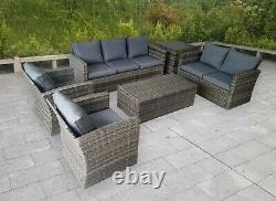 Grey Rattan Sofa Dining Set Outdoor Patio Garden Settee Chair Armchair Furniture
