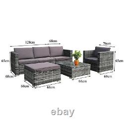 Grey Rattan Sofa Set Patio Garden Outdoors Wicker 5 Seater Furniture Settee